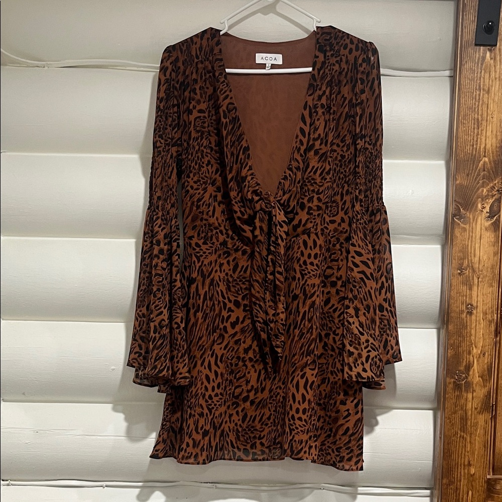 Acoa Brown Leopard Print Dress